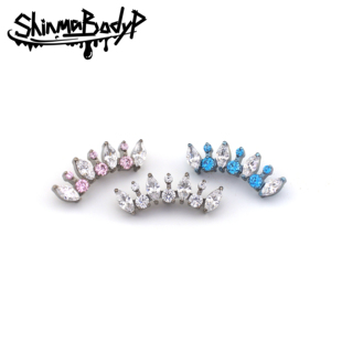 136钛合金 马眼锆石扇形气质弯曲半弧耳钉耳屏钉耳骨钉 Shinma