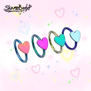 Shinma 136钛合金撞色甜心软妹可爱桃心爱心卡扣环唇环耳环穿刺