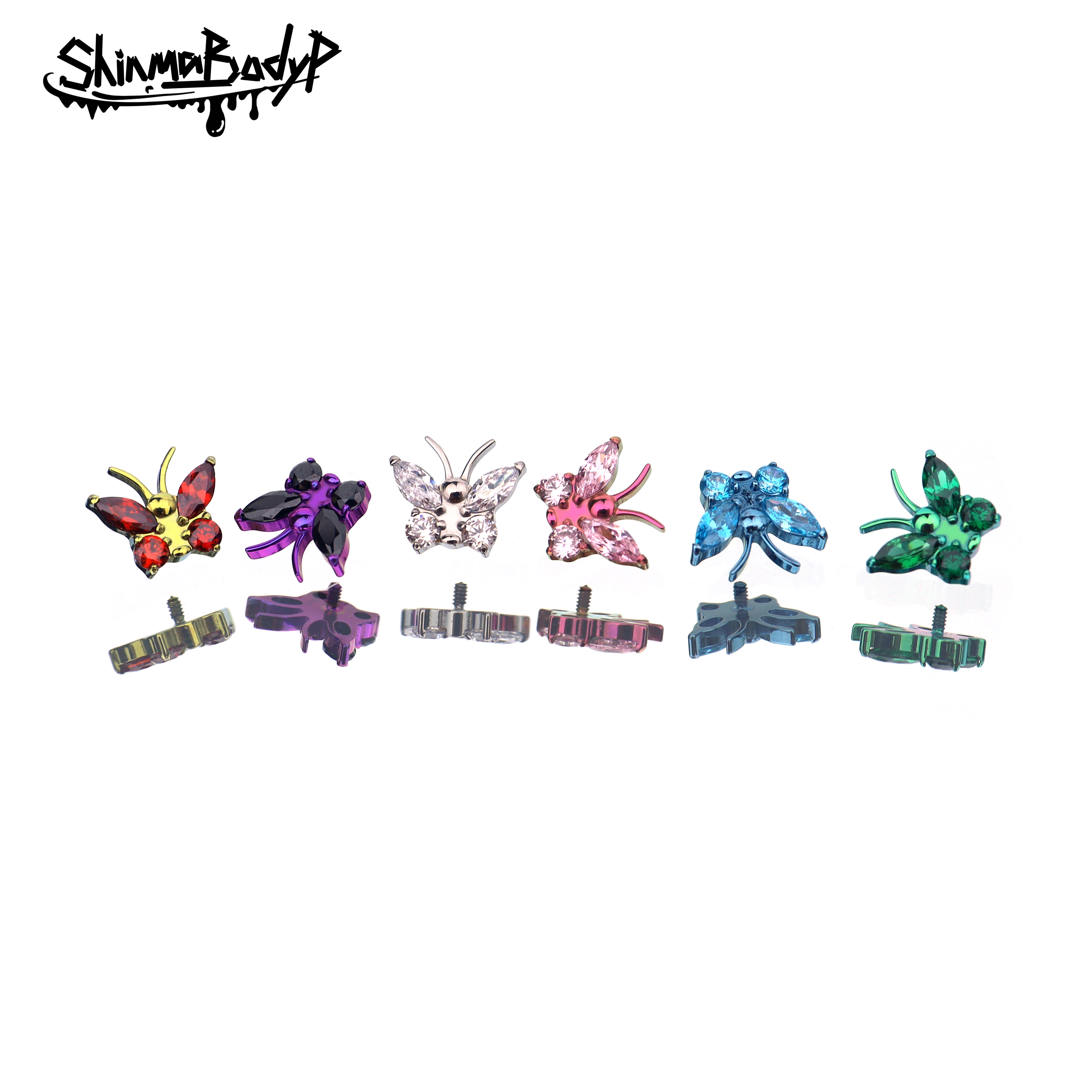 ShinmaF-136钛锆石蝴蝶唇钉耳钉