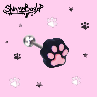 Shinma 树脂彩色猫爪狗爪可爱甜辣软萌钛钢舌钉穿刺 爱宠日记