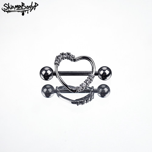 Shinma 1.2/1.6MM性感可爱爱心桃心镶锆石乳钉乳环欧美穿刺饰品