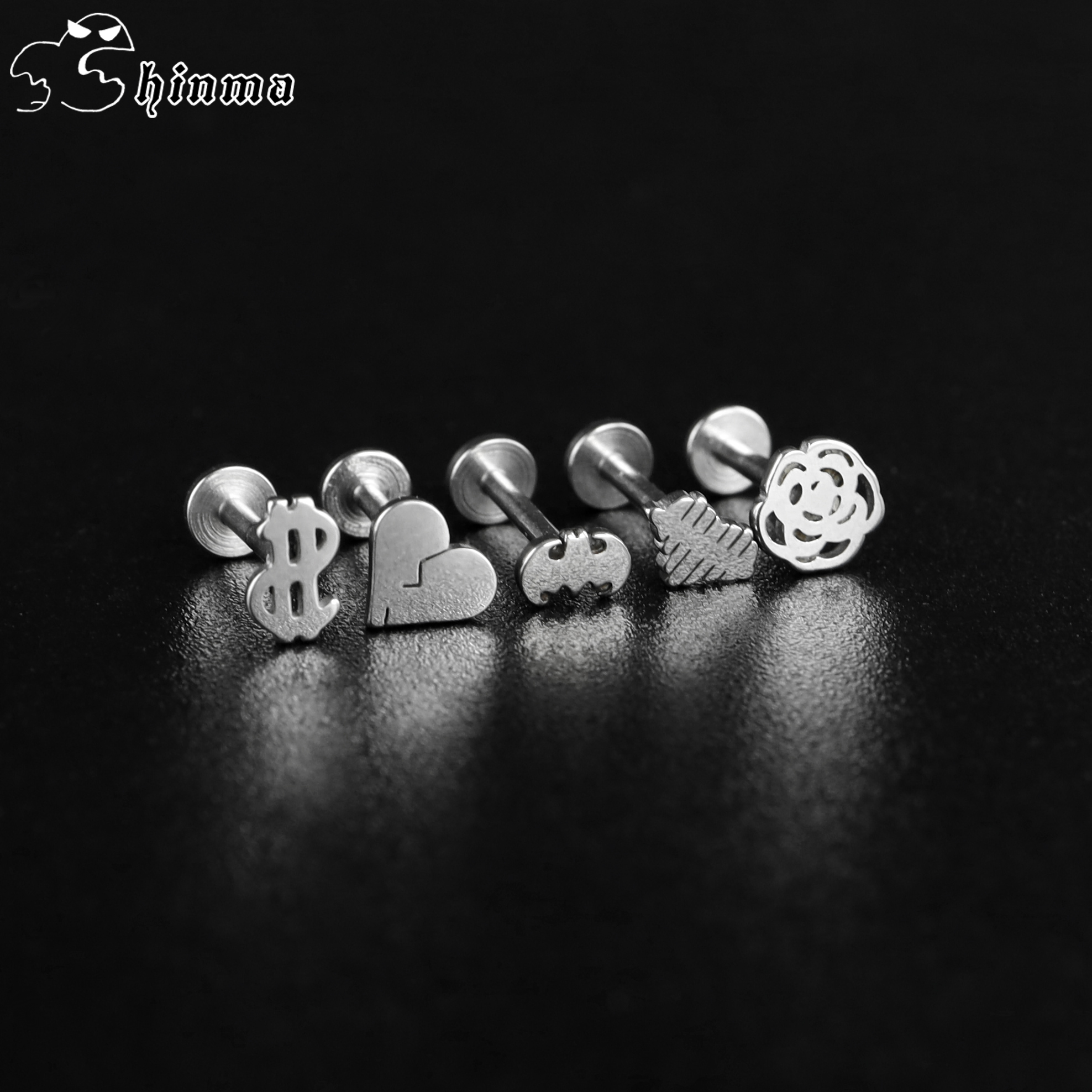 shinma内螺纹个性唇钉耳钉