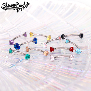 穿刺饰品 Shinma超闪3A锆石钛钢内螺纹内牙眉钉眉环欧美朋克个性