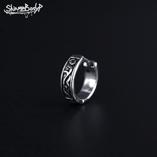 1.0MM欧美复古纹路条纹滴油钛钢耳扣耳环潮流耳饰 Shinma