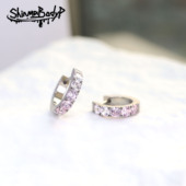 Shinma 桃夭 136钛合金爆闪渐变锆石直针甜美卡扣耳环耳骨环