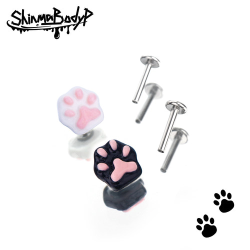 Shinma爱宠日记迷你猫爪唇钉耳钉
