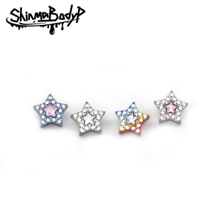 Shinma 136钛合金彩色五角星星锆石y2k内螺纹耳骨钉耳钉辣妹