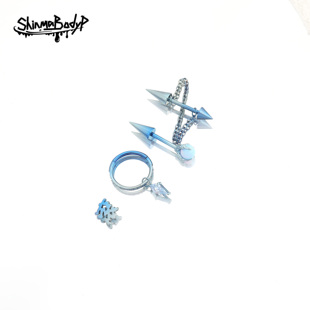 Shinma【碧蓝海浪】蓝色渐变色系尖锥龙爪耳骨钉菱形耳环穿刺