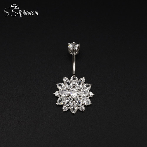 ShinmaS925纯银格桑花肚脐钉