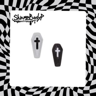 哥特棺材 内螺纹黑白灵柩万圣节穿刺耳钉唇钉 捣蛋鬼 Shinma