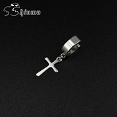 Shinma欧美土酷十字架钛钢耳钉耳环嘻哈街头朋克个性 气质男士 情侣