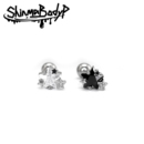 Shinma 铜镀白金小众设计黑白五角星星钻可爱甜美夏日耳钉耳骨钉