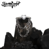 Shinma 136钛合金爱心锆石双层挂链耳环耳蜗环小众辣妹亚比穿刺