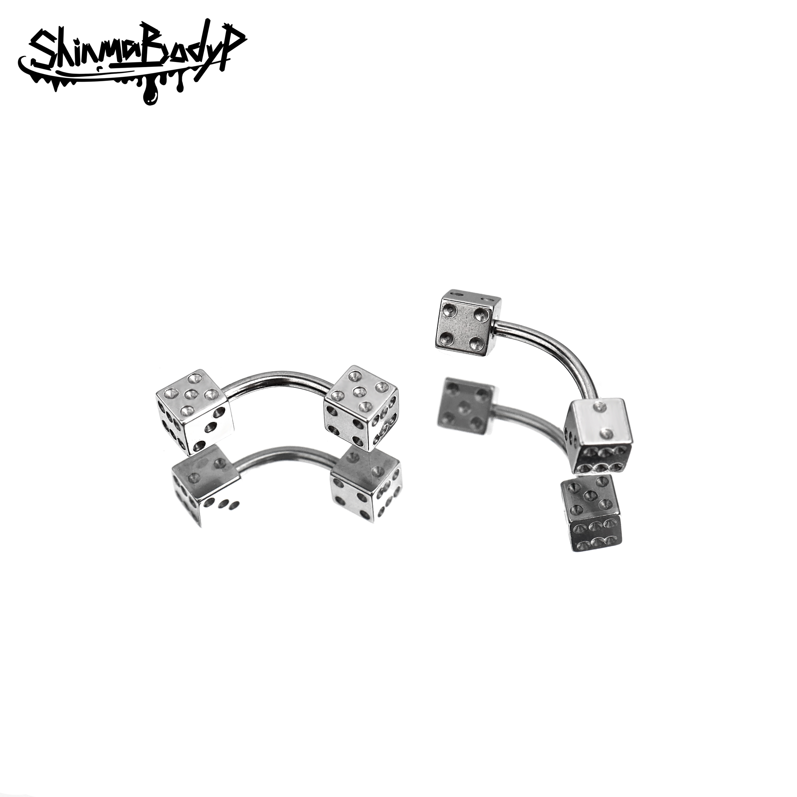 Shinma 钛钢骰子眉钉唇中钉rook环耳骨环手指钉土酷朋克穿刺饰品