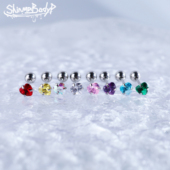 Shinma 0.8mm细针可爱甜美锆石爱心耳钉耳骨钉欧美朋克穿刺饰品