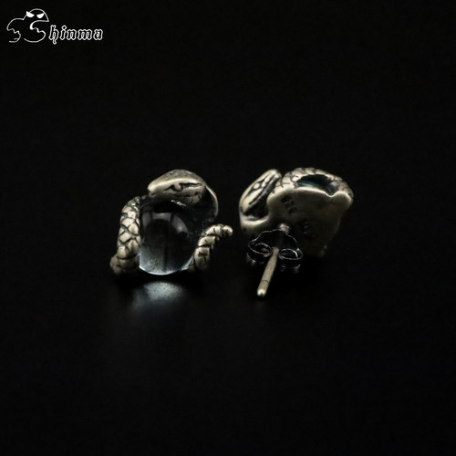 0.8细针蛇心缠绕超闪蛋白石纯银