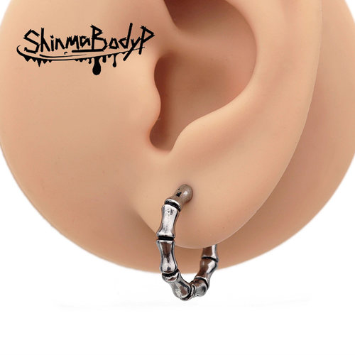 骨头拼接复古压花钛钢耳环shinma