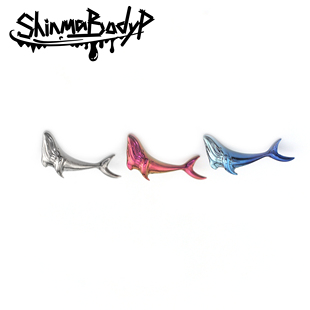 Shinma 136钛合金雕刻蓝鲸鲸鱼海豚鱼型内螺纹穿刺耳钉唇钉