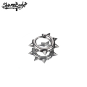 Shinma 1.0MM粗杆尖锥圆形银土酷小众耳环钛钢防过敏欧美潮流耳饰