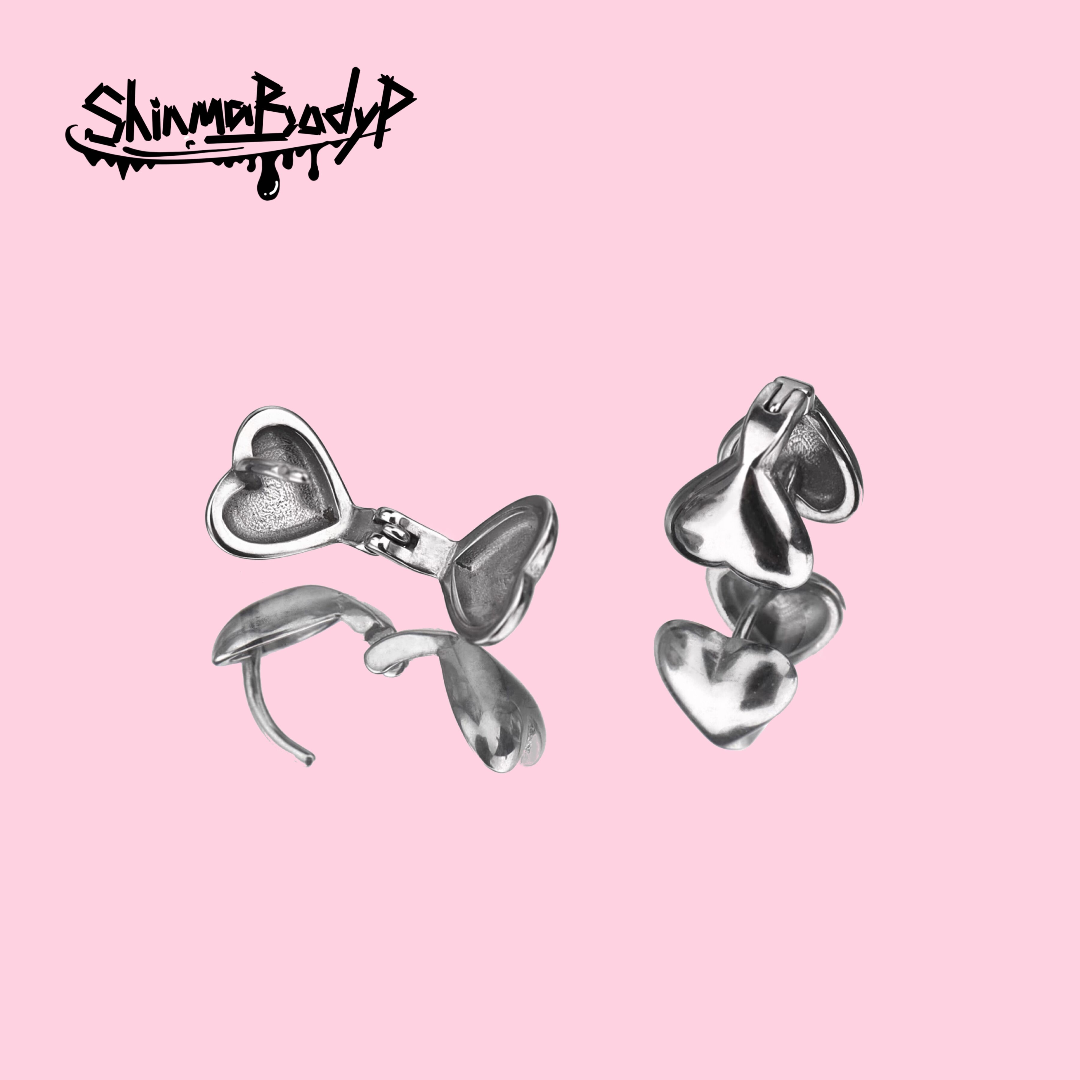 Shinma立体爱心耳钉耳环耳骨钉