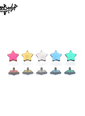 Shinma F-136钛合金甜辣可爱软妹五角星星唇钉鼻钉耳骨钉耳钉