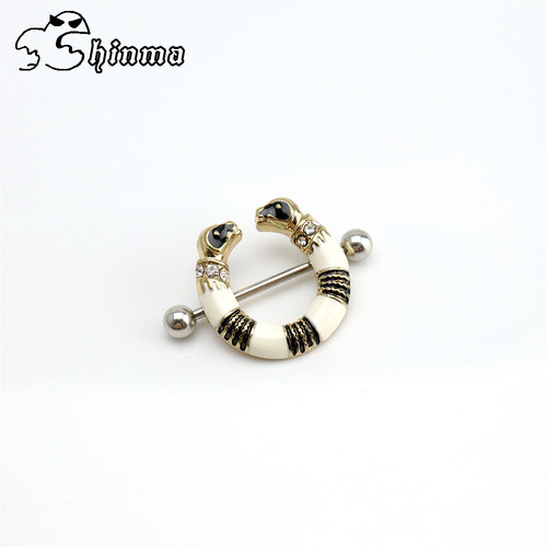 Shinma双头蛇复古乳钉乳环欧美风潮男潮女穿刺饰品气质防过敏