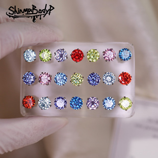 Shinma F-136钛合金超闪平底唇钉耳钉耳骨钉小众个性设计感耳饰