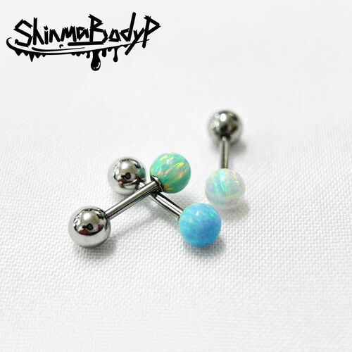 shinma 【清仓款】1.0MM球形4MM澳宝欧泊钛钢外牙耳钉耳骨钉耳饰