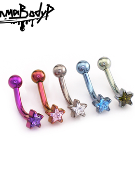 ShinmaF-136钛合金五角星星锆石y2k小众辣妹土酷眉钉耳钉rook穿刺