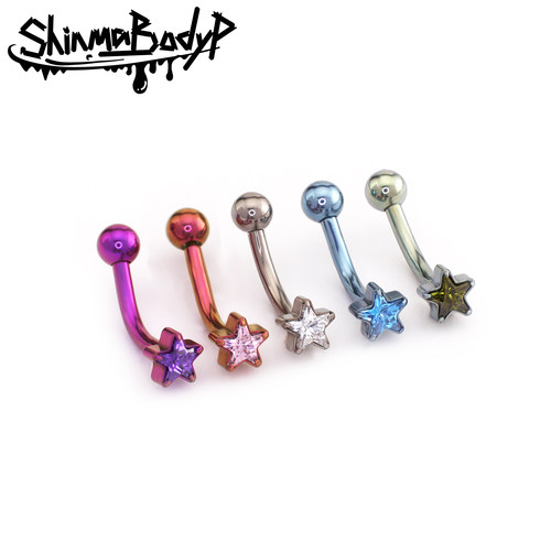 ShinmaF-136钛合金五角星星锆石y2k小众辣妹土酷眉钉耳钉rook穿刺