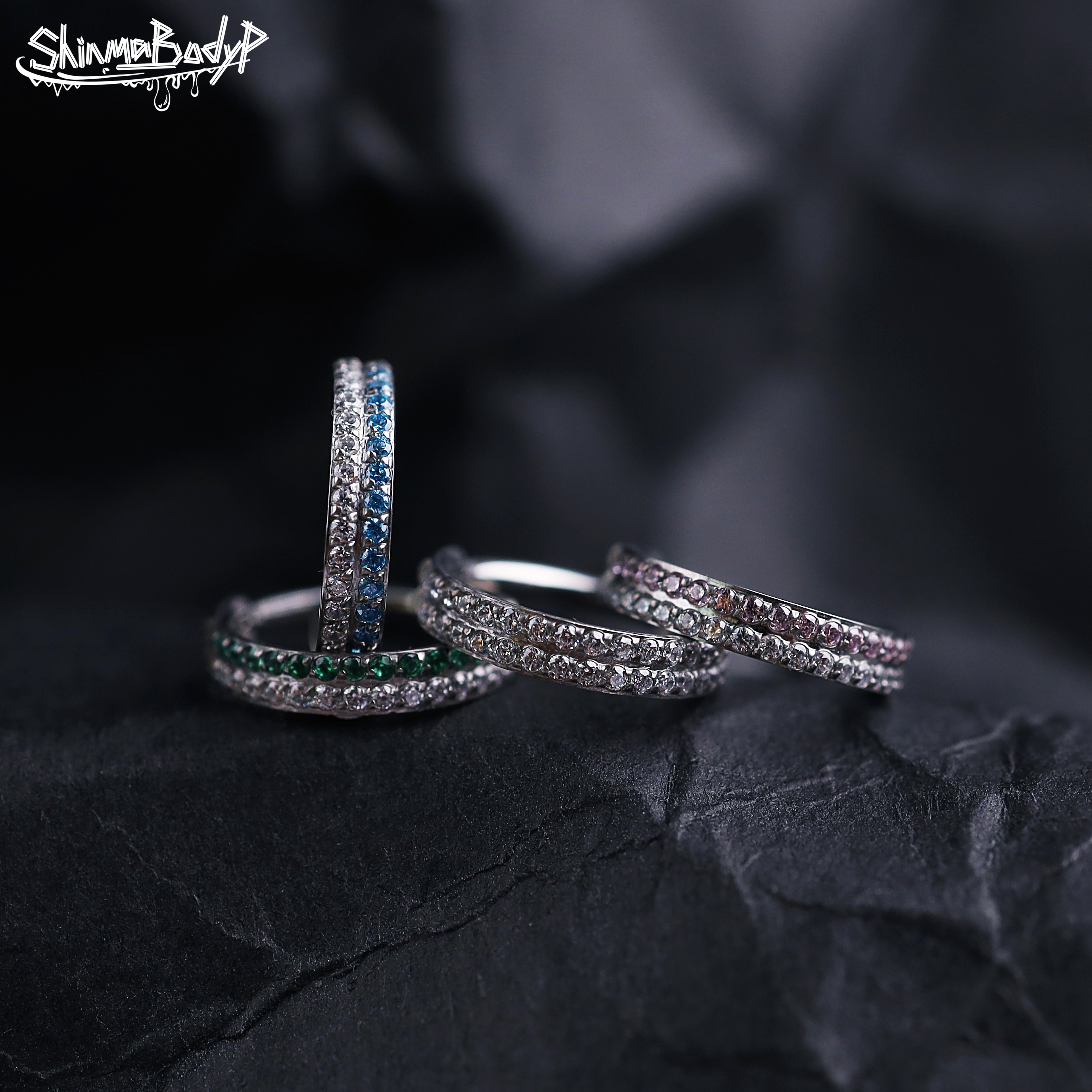 钛钢款耳环shinma耳蜗环锆石