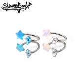 Shinma 钛钢内螺纹星星唇环唇钉辣妹马蹄环耳骨环小众穿孔