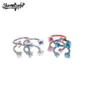 136钛合金气质辣妹穿刺 Shinma 水晶锆石不对称唇环耳环耳骨环