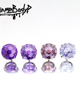 Shinma【8mm直径超闪烟花锆】F-136钛合金锆石紫色系内牙耳钉耳骨