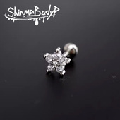 Shinma 超迷你耳钉穿刺饰品 土酷3A锆石医用钛钢耳膜钉耳屏耳骨钉