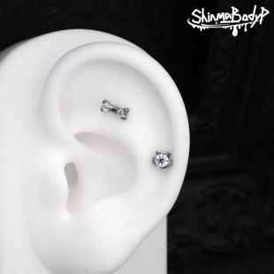 136钛合金锆石猫咪骨头迷你可爱镶钻甜酷唇钉耳钉耳骨钉 ShinmaF