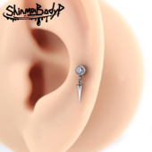 Shinma 136钛合金锆石尖锥挂坠土酷朋克穿刺耳钉唇钉耳骨钉耳饰