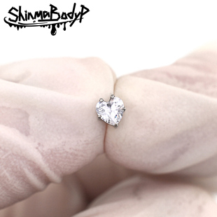 Shinma 136钛合金新版 爪镶爱心锆石内螺纹 唇钉唇环耳钉耳骨钉