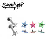 Shinma 136钛合金彩色立体雕刻五角星星内螺纹唇钉耳钉穿刺饰品