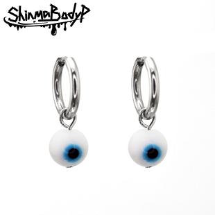 Shinma钛钢蓝色眼球耳环吊坠挂坠亚比万圣节搞怪可爱个性耳钉耳饰