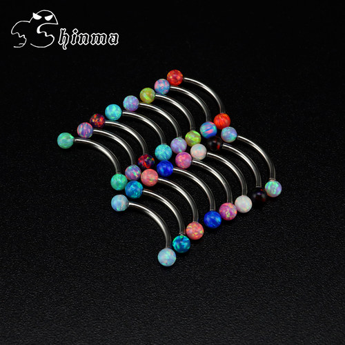 Shinma欧美时尚进口 真澳宝球OPAL内牙眉钉眉环钛钢穿刺饰品男女