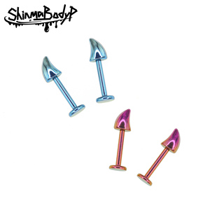 ShinmaF-136钛合金尖锥恶魔角耳轮钉耳骨钉内螺纹亚比哥特耳饰