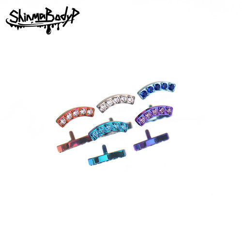 ShinmaF-136钛弯曲镶钻耳钉唇钉