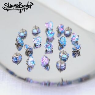 136钛合金双色锆石耳骨耳蜗钉精致可爱少女耳饰 Shinma心心烟花f