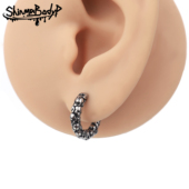 Shinma 钛钢满圈骷髅银色耳环耳圈 土酷暗黑哥特欧美风穿刺单品