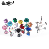 Shinma 16G钛钢锆石内螺纹内牙唇钉耳钉耳骨钉欧美潮流穿刺饰品