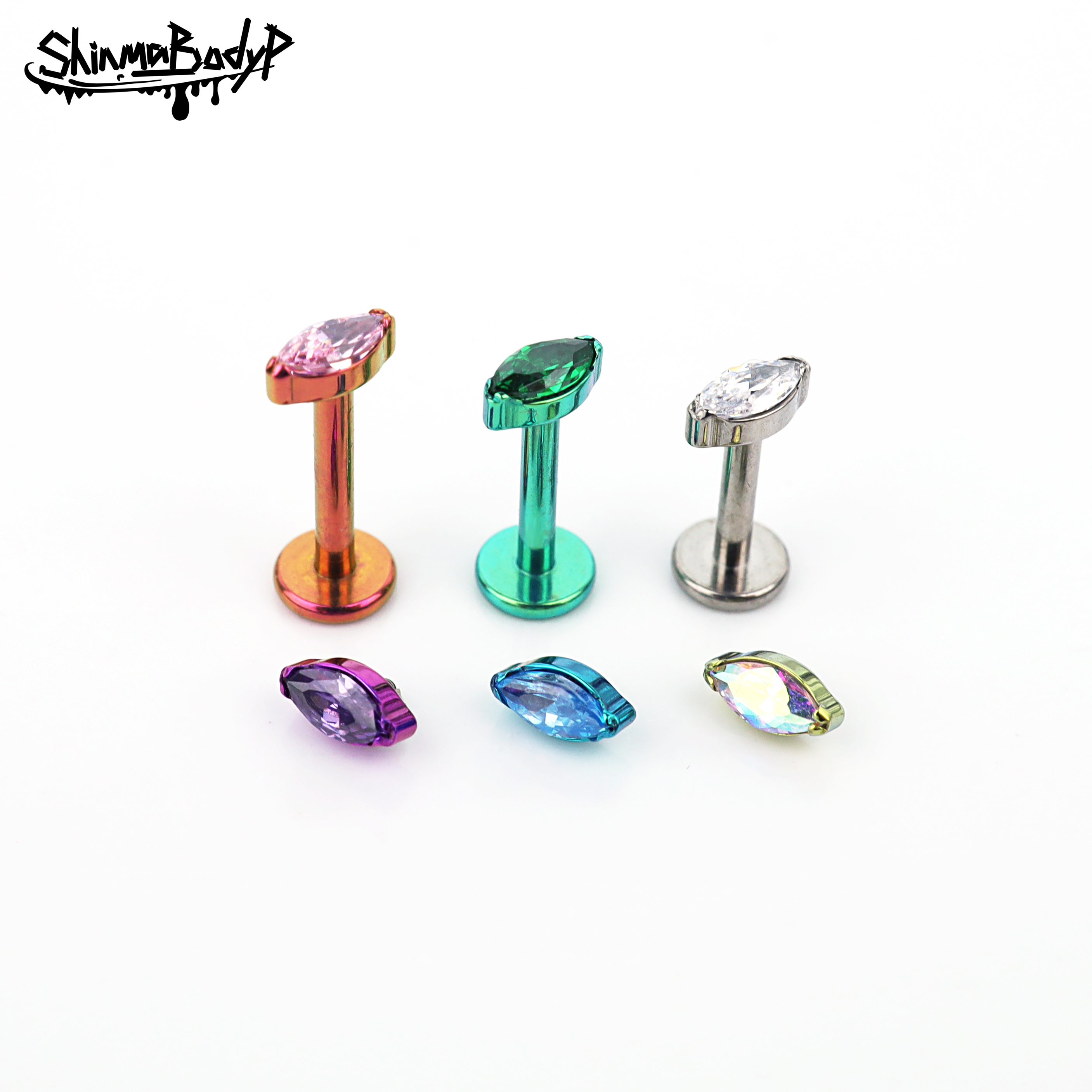 shinma钛合金锆石唇钉菱形马眼型