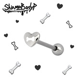 Shinma 爱心心形狗狗骨头亚比甜酷可爱舌钉舌环穿刺 爱宠日记