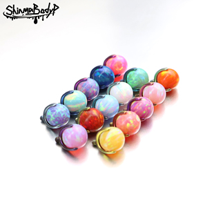 Shinma14G进口钛合金F-136纯钛爪镶澳宝欧泊内螺纹舌钉乳钉肚脐钉