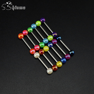 Shinma欧美新款 穿刺饰品 闪膜亚克力糖果色钛钢舌钉舌环朋克个性